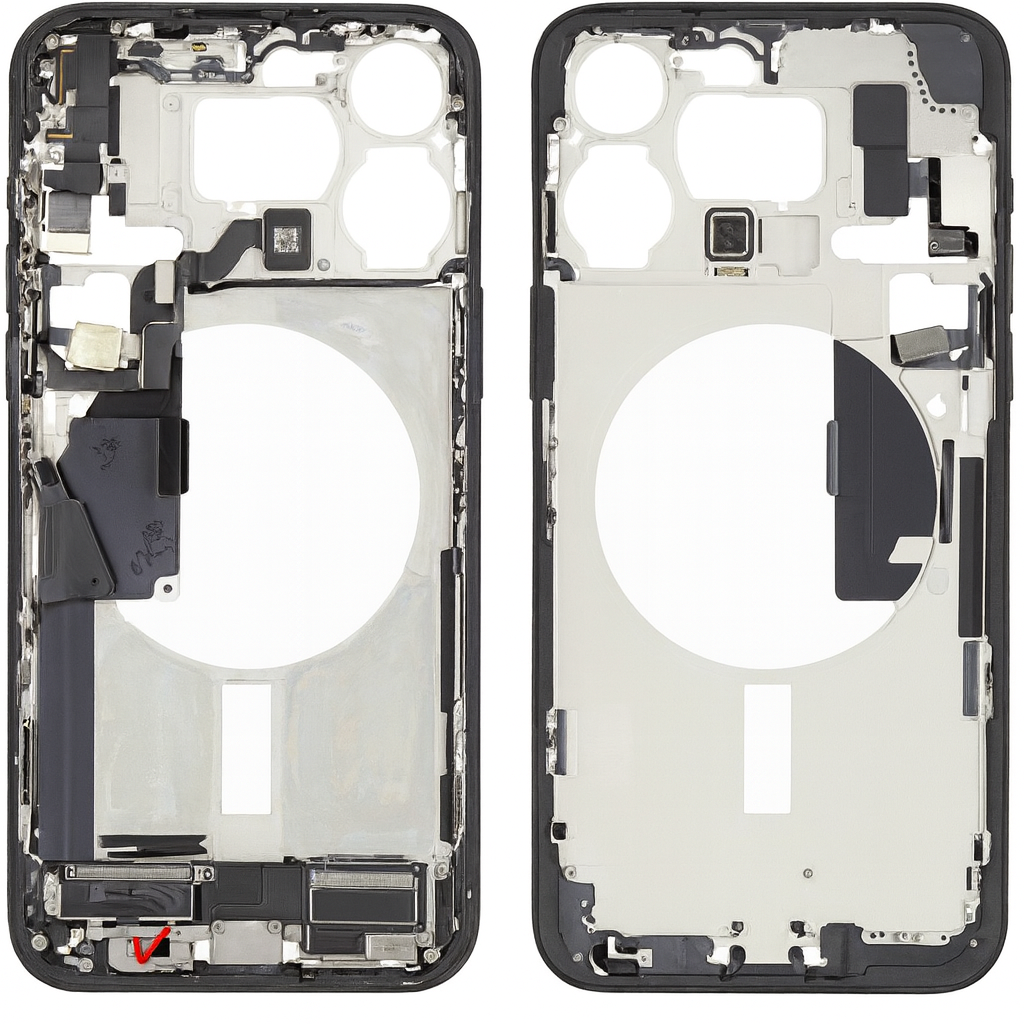 iPhone 15 Pro - Middle Frame with Parts - Black Titanium - Original Pulled