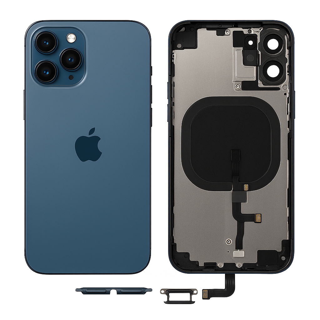 OEM Battery Back Cover (with Side Keys & Card Tray & Power + Volume Flex Cable) for iPhone 12 Pro