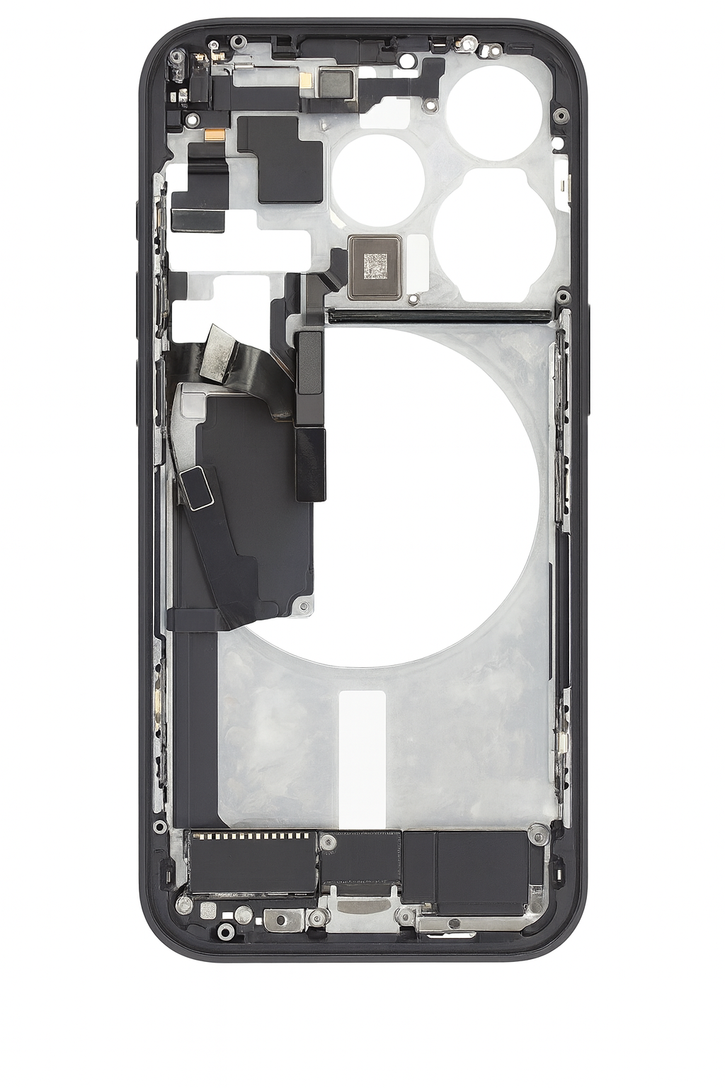iPhone 15 Plus - Middle Frame with Parts - Black - Original Pulled