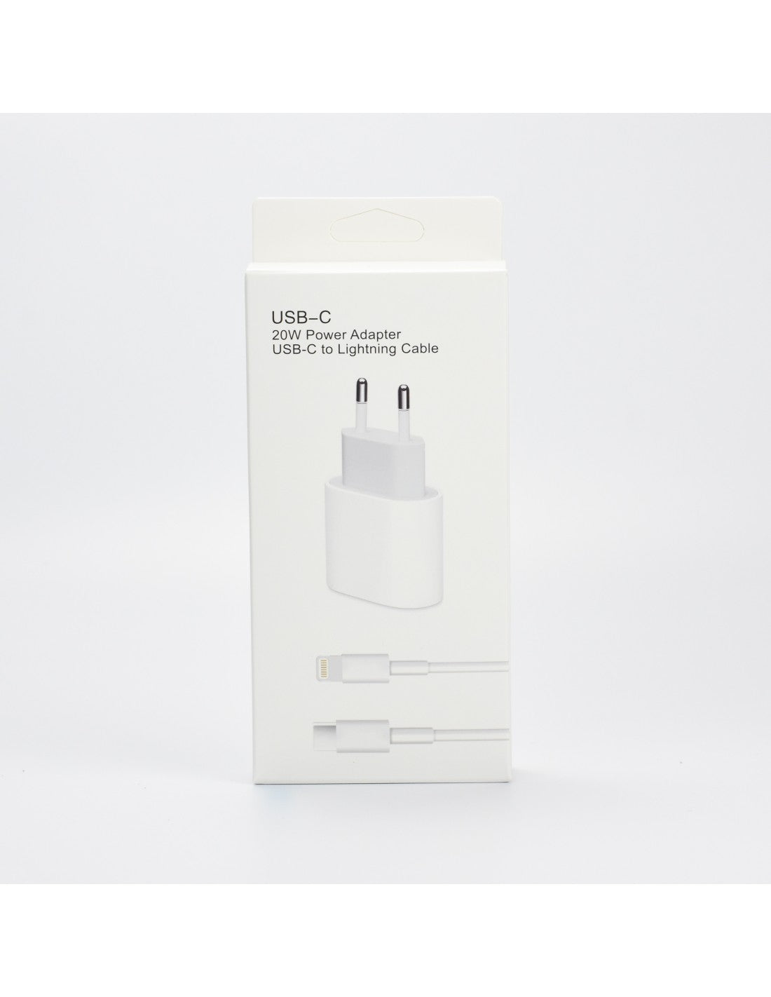 Paket: 20W Strömadapter + 1 meter USB-C till Lightning-kabel