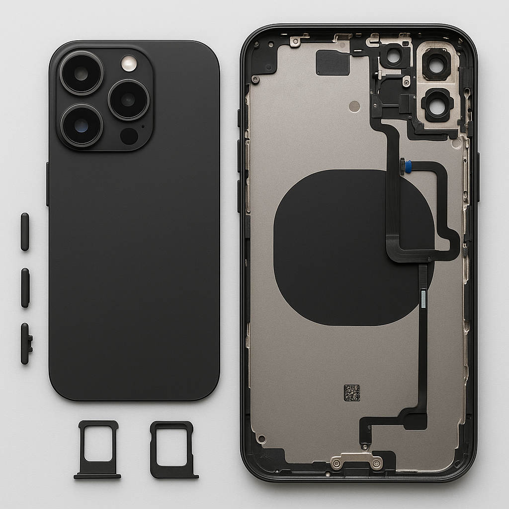 OEM Battery Back Cover (with Side Keys & Card Tray & Power + Volume Flex Cable) for iPhone 13 Pro Max