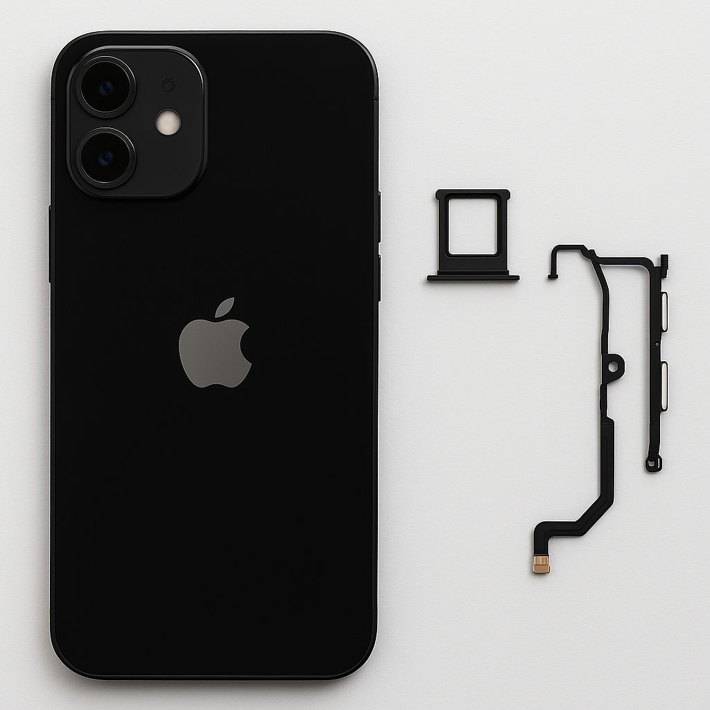 OEM Battery Back Cover (with Side Keys & Card Tray & Power + Volume Flex Cable) for iPhone 12