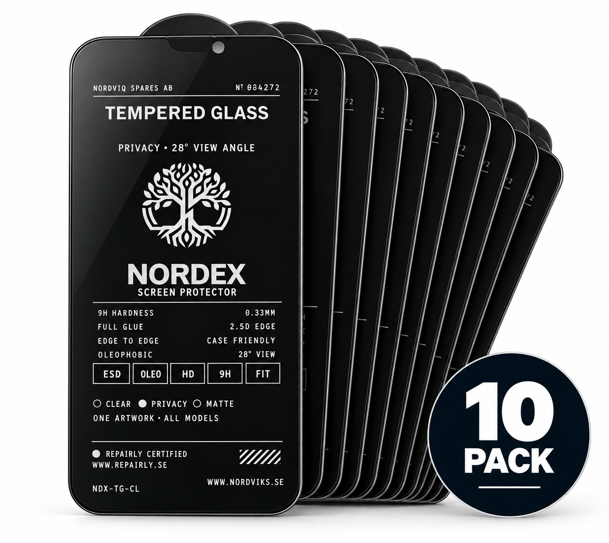 iPhone 18 Pro Max Privacy tempered glass screen protector 10-pack